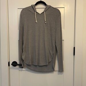 Gray Hooded Long Sleeve Top